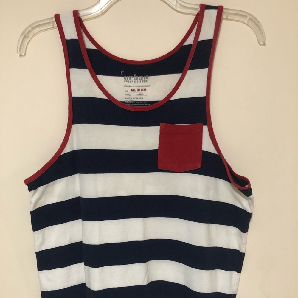 URBAN PIPELINE White and Navy Stripped Tank top